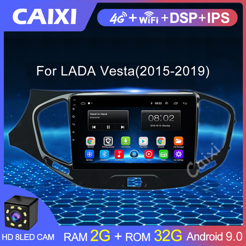 Автомагнитола CAIXI для Lada VESTA 2015-2022, мультимедийный видеоплеер с навигацией, GPS, Android 9,0, без dvd, 2 din ► Фото 1/6