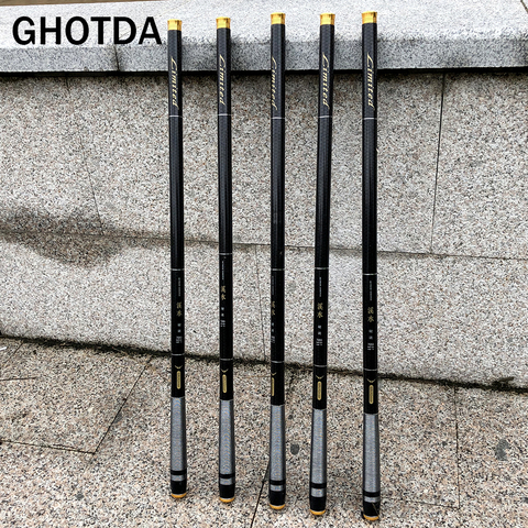 Телескопическая удочка из углеродного волокна GHOTDA, удочка для речной рыбалки, сверхтвердая ручная Удочка 3,6 м, 4,5 м, 5,4 м, 6,3 м, 7,2 м ► Фото 1/6