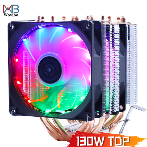 Процессор охлаждающий вентилятор Silent RGB 6 теплопроводов холодильник Ventilador PWM 4PIN 90 мм для Intel 1150 1151 1155 1156 1366 2011 X79 X799 AM2 AM3 AM4 радиатора ► Фото 1/6