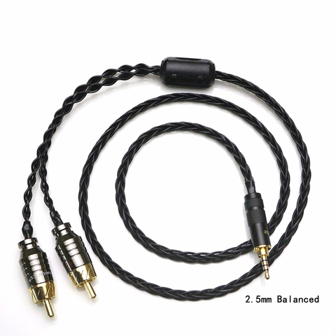 Аудиокабель Audiocrast 2,5/3,5/4,4 мм, сбалансированный штекер на 2 RCA сплиттер папа-Папа, аудио кабель 24AWG OCC посеребренный кабель для наушников, плеер... ► Фото 1/6