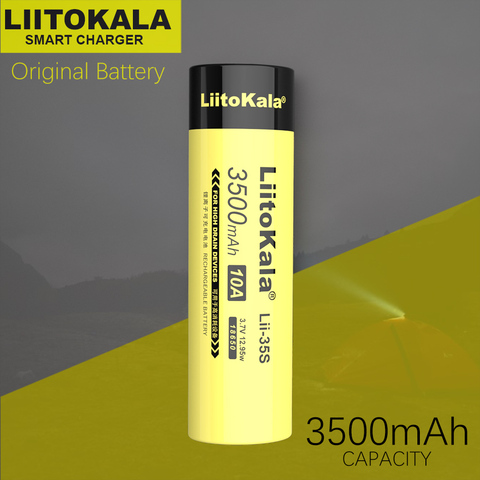 Аккумулятор LiitoKala 18650 Φ 3,7 V Li-Ion 3500mAh 3100mA, аккумулятор для высокой яркости. ► Фото 1/4