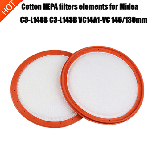 Сменные моющиеся круглые фильтры для пылесоса HV, хлопковые фильтры HEPA, элементы для Midea C3-L148B C3-L143B 146/130 мм ► Фото 1/4