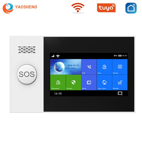 Система охранной сигнализации TUYA для дома, Беспроводная Gsm сигнализация с датчиком дыма для умного дома ► Фото 1/6