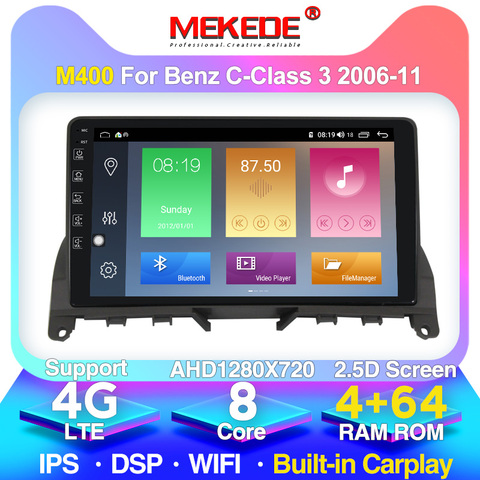MEKEDE 4G LTE Android 10 4G автомобильное радио, мультимедийный видеоплеер, навигация GPS для Mercedes Benz C Class 3 W204 S204 2006 - 2011 ► Фото 1/6