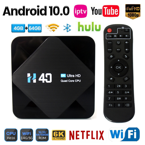 Смарт-ТВ Box Android 10 4G 64 Гб оперативной памяти, 32 Гб встроенной памяти, 4K H.265 Media Player 3D Android ТВ коробка Wifi смарт-ТВ Декодер каналов кабельного телевидения Bluetooth 4,0 ► Фото 1/6