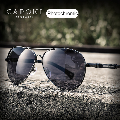 Солнцезащитные очки CAPONI Pilot BS9812 мужские, фотохромные поляризованные линзы, с УФ-защитой, для вождения, 2022 ► Фото 1/6