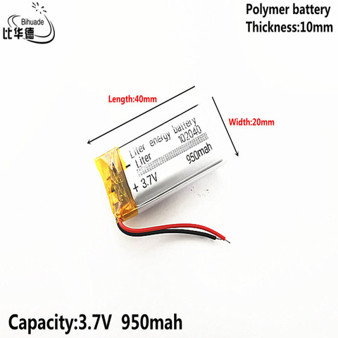 Хорошее качество, литровая энергетическая батарея 3,7 в, 950 мАч 102040, полимерная литий-ионная/литий-ионная батарея для планшетного ПК, GPS,mp3,mp4 ► Фото 1/1