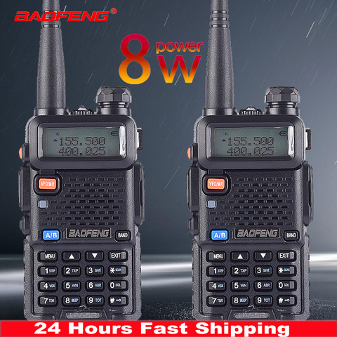 2 шт. Baofeng UV-5R 8 Вт истинная Высокая мощность 8 Вт мощная портативная рация дальность 10 км Двухдиапазонная двухсторонняя рация CB портативная Охота ► Фото 1/6