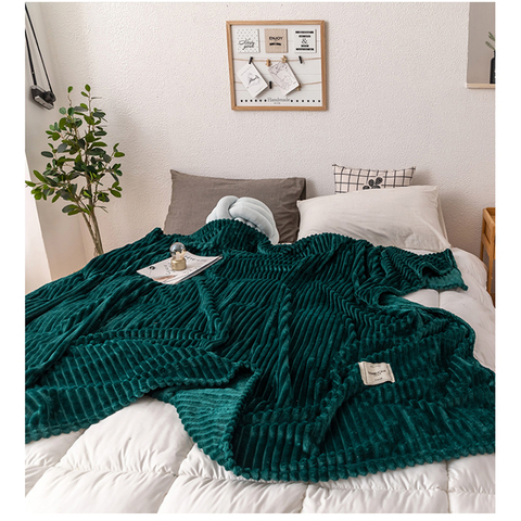 Одеяла для кровати, однотонные желто-зеленые мягкие фланелевые одеяла для кровати, толстые одеяла и клетчатые одеяла ► Фото 1/4
