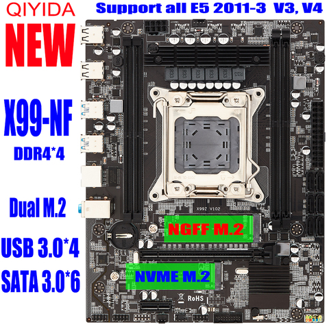 X99 NF LGA 2011-3 настольная материнская плата LGA2011-3 V3 V4 с двойным M.2 NVME слотом Поддержка четырех каналов DDR4 ECC 8 TF SATA3.0 USB3.0 ► Фото 1/6