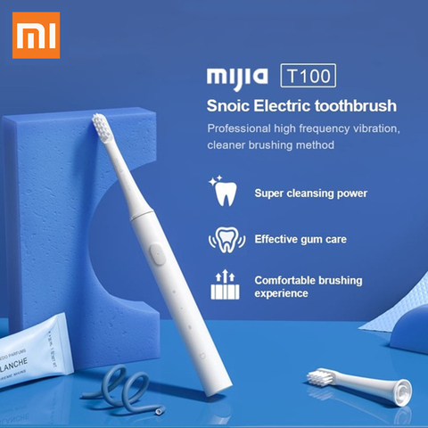 Xiaomi Mijia T100 звуковая электрическая зубная щетка Mi умная зубная щетка цветная USB перезаряжаемая IPX7 Водонепроницаемая зубная щетка для головки ► Фото 1/6