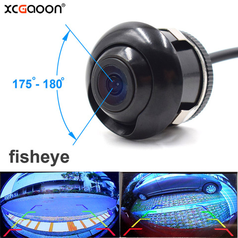 XCGaoon CCD 180 градусов Рыбий глаз объектив Автомобильная задняя сторона фронтальная камера широкий угол заднего вида резервная камера ночного ... ► Фото 1/6