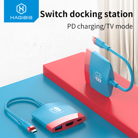 Hagibis Switch док-станция для ТВ док-станция для Nintendo Switch переносная док-станция USB C до 4K HDMI USB 3,0 зарядка PD для НС Macbook Pro ► Фото 1/6