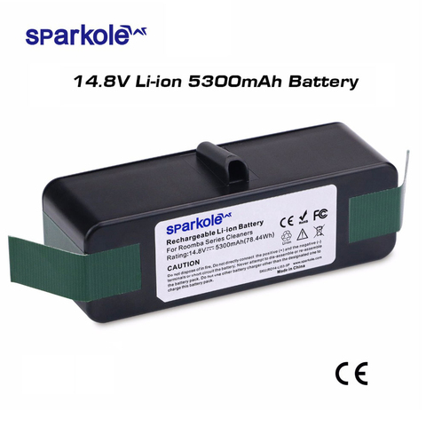 Литий-ионный аккумулятор sparcole 5300mAh 14,8 V для iRobot Roomba 500 600 700 800 900 Series 550 560 580 620 630 650 770 780 870 880 980 ► Фото 1/6