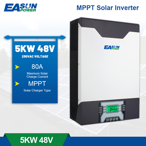 5000W солнечный инвертор 5Kva 500Vdc PV 80A со слежением за максимальной точкой мощности параллельно инвертор 230V 48V инвертор с чистым синусом Гибридный инвертор Батарея Зарядное устройство ► Фото 1/6