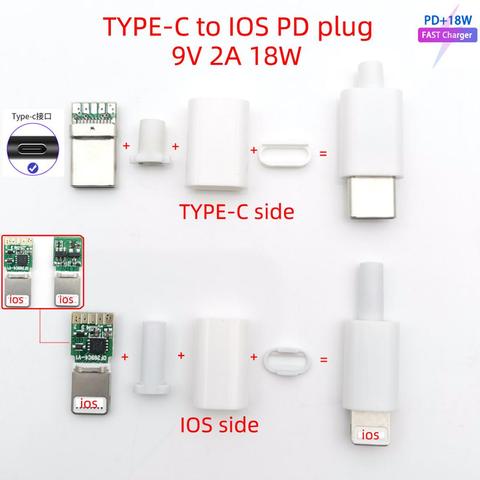 USB C to IOS welding Male plug connector with chip board 9V 2A 18W DIY 8pin Lightning fast charging plug adpter parts for IPHONE ► Фото 1/6