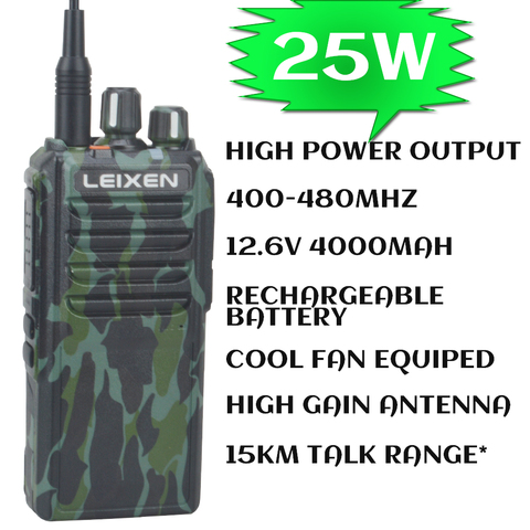 LEIXEN VV-25 UHF Walkie talkie, дальнее расстояние, оригинальная 25 Вт, высокая мощность, 15 км, рация 400-480 МГц, камуфляжная ► Фото 1/6