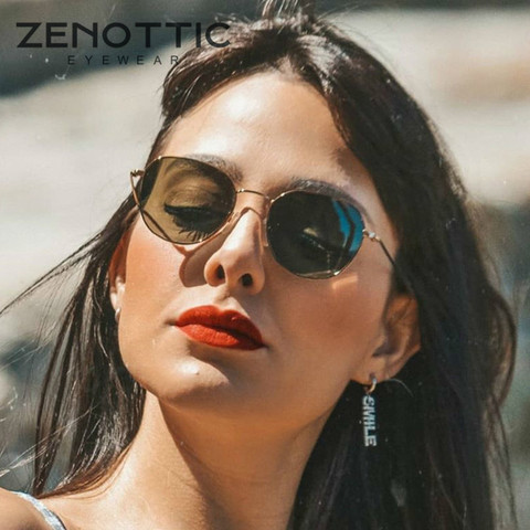 Солнцезащитные очки ZENOTTIC в стиле ретро, маленькие поляризационные очки из полигона, женские металлические солнцезащитные очки UV400, мужские антибликовые очки UV400, очки для вождения ► Фото 1/6