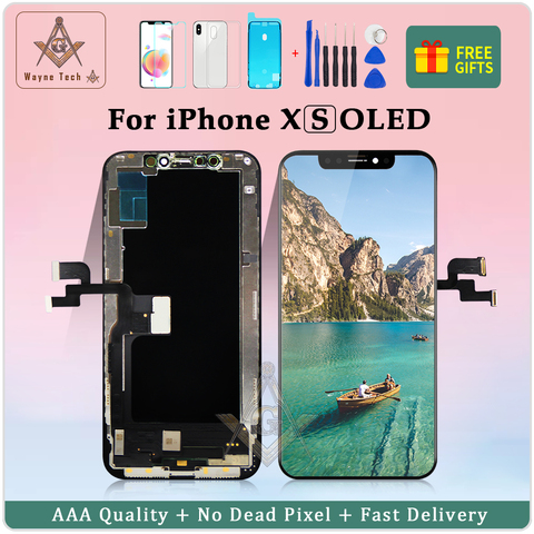ЖК-дисплей качества AAA OLED для iPhone X 10, AMOLED дисплей, дигитайзер в сборе, замена с подарком ► Фото 1/6
