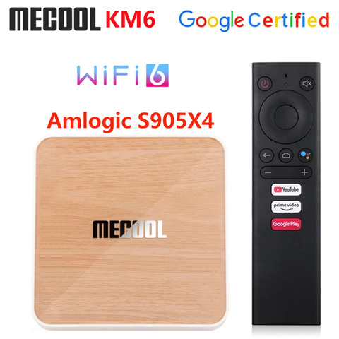 ТВ-приставка Mecool KM6 Deluxe Edtion с Wi-Fi, 6 сертифицированными Google, Android 10,0, 4 ГБ, 64 ГБ, Amlogic S905X4, 1000 м, LAN, Bluetooth 5,0, ТВ-приставка ► Фото 1/6