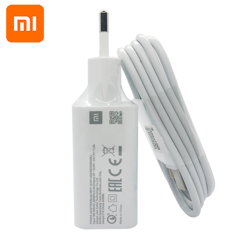 XIAOMI MI 9 9SE адаптер питания MDY-10-EF QC3.0 быстрое USB настенное зарядное устройство 80 см Micro Usb и 100 см Type C кабель Быстрая зарядка оригинал ► Фото 1/6