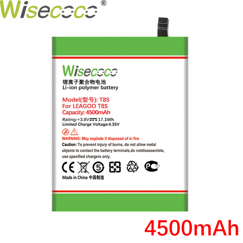 Аккумулятор Wisecoco на 4500 мАч для смартфонов Leagoo T8S, аккумулятор высокого качества + номер для отслеживания ► Фото 1/2
