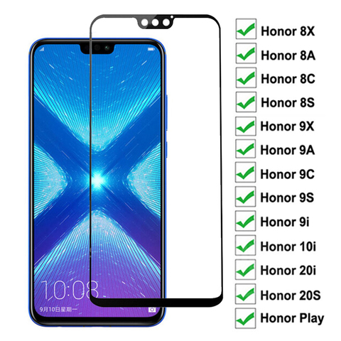 Защитное стекло 9D для Huawei Honor 8X 9X 8A 9A 8C 9C 8S 9S 9i 10i 20i 20S Play ► Фото 1/6