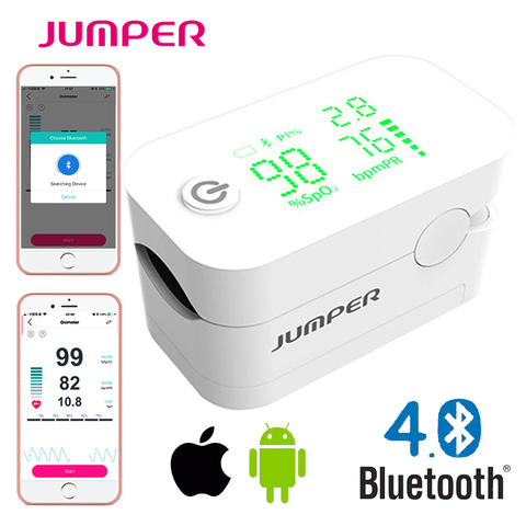 Jumper Новый Пальчиковый пульсоксиметр с Bluetooth пальцевым наконечником Oximetro de pulso de dedo светодиодный Пульсоксиметр Saturator Pulsioximetro ► Фото 1/6