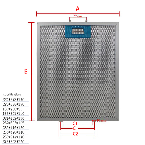 330X378 282X326 180X400 165X301 Вытяжной Фильтр вытяжная вытяжка металлический Пылезащитный фильтр плита с капюшоном, сетка фильтр металлический смазочный фильтр ► Фото 1/3