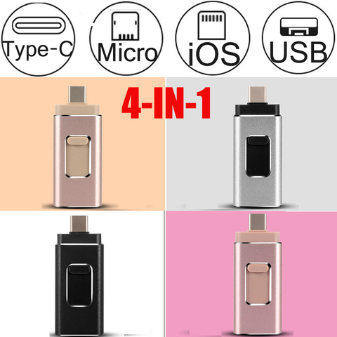4 в 1 OTG USB флеш-накопитель 256 г 32 64 г 128 г карта памяти Type-C для Samsung S8 S9 S7 S6 Edge iphone X 8 7 Plus usb 3,0 ► Фото 1/1