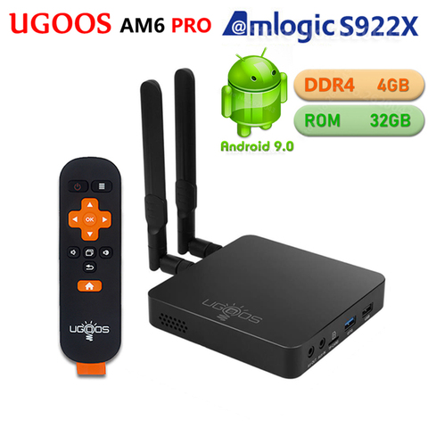 ТВ-приставка UGOOS AM6 Pro Amlogic S922X Android 9,0 DDR4 2G/4G 16G/32G 5G WiFi 1000M LAN Bluetooth 5,0 4K HD медиаплеер UGOOS AM6 ► Фото 1/6