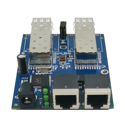 Ethernet-коммутатор для подключения оптоволоконного кабеля 2 RJ45 UTP 2 SFP волоконно-гигабитный волоконно-оптический медиаконвертер 2SC 2RJ45 Ethernet 10/100/... ► Фото 1/6