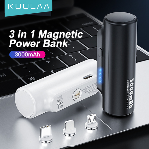 KUULAA магнитный Power Bank 3000 мАч Беспроводное зарядное устройство Мини Магнит Powerbank мобильный телефон портативный внешний аккумулятор для Xiaomi ► Фото 1/6