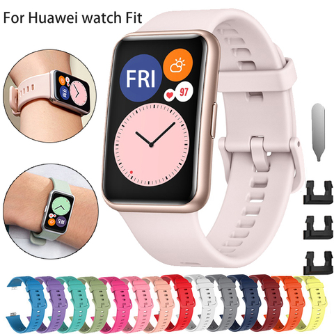 Резиновый сменный ремешок для Huawei Watch Fit Band, спортивный умный водонепроницаемый браслет для наручных часов, аксессуары для Huawei Fit ► Фото 1/6
