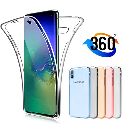 Полностью закрытый чехол 360 для Samsung Galaxy S20, S10, S9, S8 Plus, Ultra, A81, A41, A31, A50, A50S, A51, A70, A70S, A71, мягкий прозрачный чехол для телефона из ТПУ ► Фото 1/6