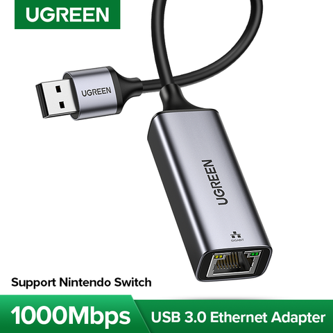 Адаптер UGREEN USB 3,0 Ethernet, USB 2,0 Сетевая карта к RJ45 Lan для Windows 10 Xiaomi Mi Box 3 S Nintendo Switch Ethernet USB ► Фото 1/6
