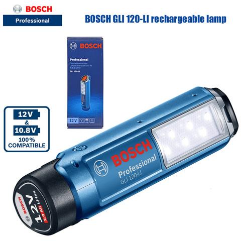 Перезаряжаемое освещение Bosch GLI 120-LI, 6 светодиодных ламп, 300 люмен, 12 В, литиевая батарея, ручной светодиодный светильник BOSCH ► Фото 1/6