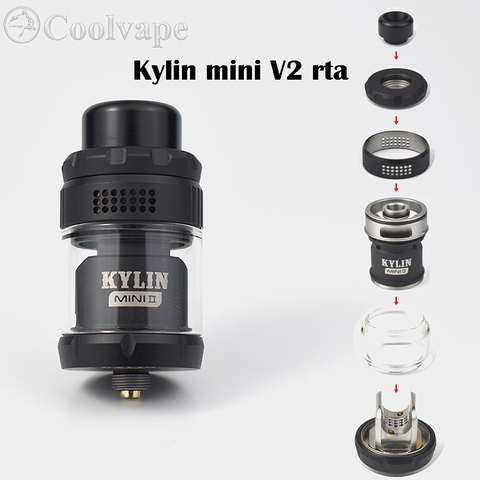 Coolvape Kylin мини V2 RTA Tank 3 мл/5 мл емкость 24,4mm Одиночная катушка перестраиваемая распылитель электронная сигарета 510 нить Kylin RTA бак ► Фото 1/6