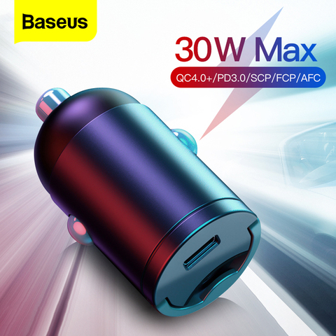 Автомобильное зарядное устройство Baseus Quick Charge 4,0 3,0 USB C для Xiaomi mi9 Huawei P30 Pro QC4.0 QC3.0 QC 5A быстрая PD Зарядка для автомобиля зарядное устройство для ... ► Фото 1/6
