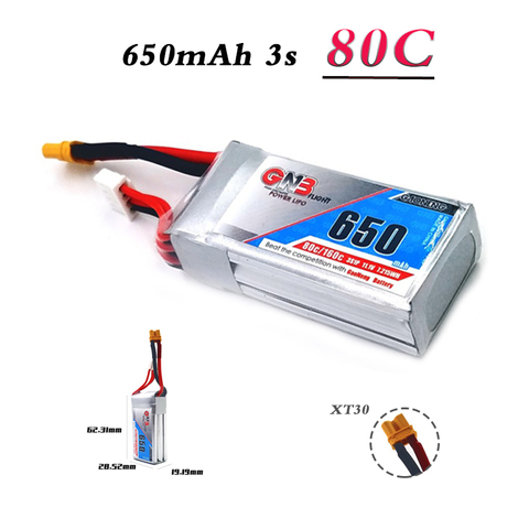 Lipo 3s GAONENG GNB 11,1 В 650 мАч, аккумулятор 80C/160C, разъем XT30 для FPV Racing Drone RC Quadcopter, детали для вертолета ► Фото 1/6