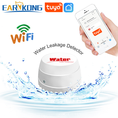 Датчик утечки воды EARYKONG с Wi-Fi, смарт-детектор утечки, с оповещением, управлением через приложение ► Фото 1/6