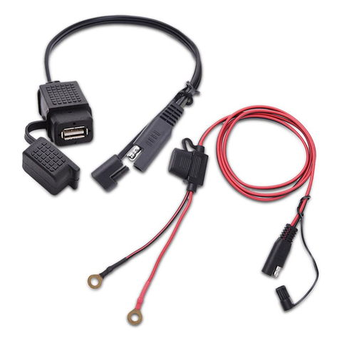 Адаптер для кабеля SAE-USB, водонепроницаемое Зарядное устройство USB, быстрая зарядка 2,1 А, порт с встроенным предохранителем для мотоциклов, сотовых телефонов, планшетов, GPS ► Фото 1/6
