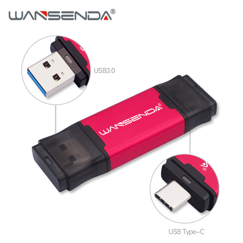 WANSENDA OTG USB флеш-накопитель 2 в 1 TYPE C & USB 3,0 флеш-накопитель 512 ГБ 256 ГБ 128 Гб 64 ГБ 32 ГБ высокоскоростная Флешка USB карта памяти ► Фото 1/6