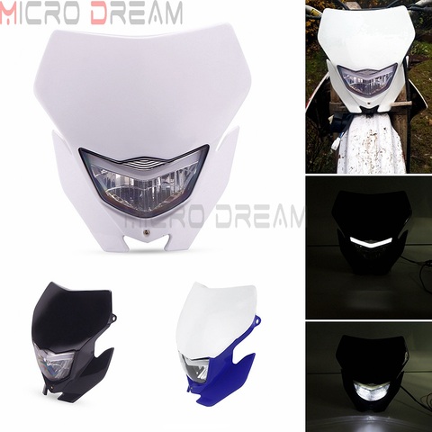Фара для мотокросса H4 12 в 35 Вт, обтекатель для Suzuki Honda Yamaha DRZ XR CRF XT EXC MX YZF WRF, маска для внедорожников ► Фото 1/6