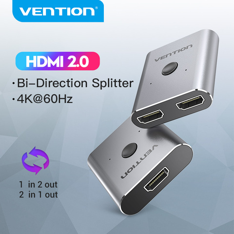 Vention HDMI переключатель 4K Bi-Direction 1x 2/2x1 HDMI переключатель 2,0 разветвитель 2 в 1 выход HDMI адаптер переключатель для PS4 TV Box HDMI Switcher ► Фото 1/6