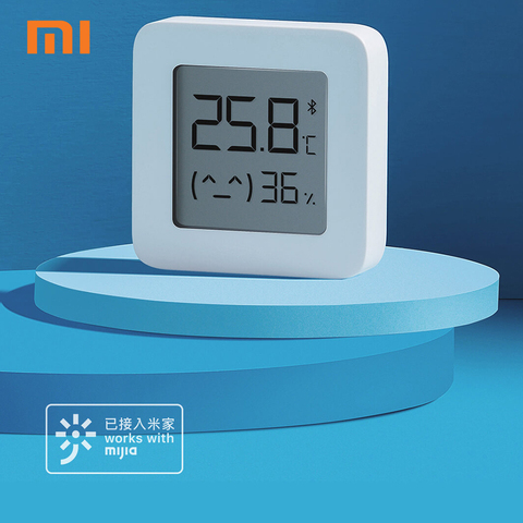 XIAOMI Mijia Bluetooth термометр 2 Xiaomi домашний ЖК беспроводной умный электрический цифровой гигрометр термометр работа с приложением Mijia ► Фото 1/6