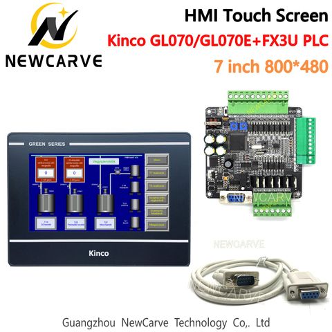 Kinco GL070 GL070E HMI сенсорный экран и FX3U 14/24/32/48/56 MT/MR PLC промышленная плата управления с кабелем связи Newcarve ► Фото 1/6