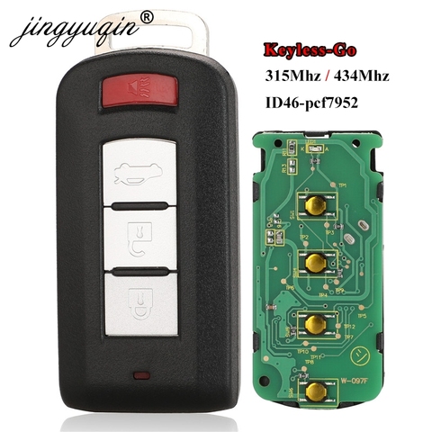 Умный дистанционный ключ jingyuqin Keyless go 3 + 1B 315 МГц/434 МГц ID46 PCF7952 для Mitsubishi Lancer Outlander 2008-2016 OUC644M-KEY-N ► Фото 1/5