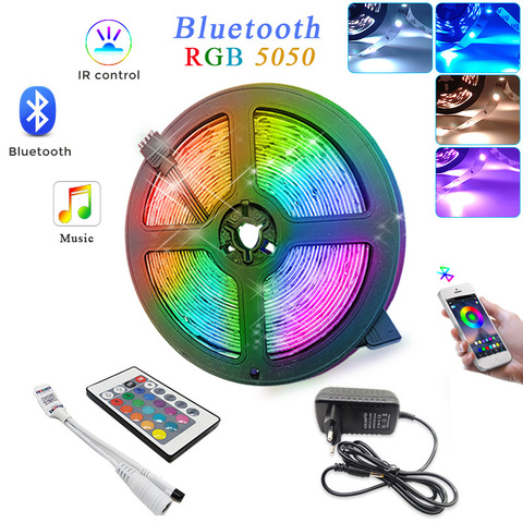 Bluetooth Светодиодные ленты светильник s 20 м RGB 5050 SMD гибкая лента Водонепроницаемый RGB светодиодный светильник 5 м 10 м 15 м клейкие ленты светодио... ► Фото 1/6