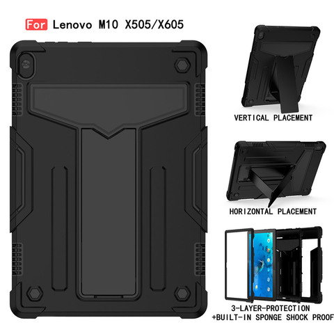 Чехол для Lenovo Tab M10 TB-X505F TB-X605L TB-X605 10,1 дюйма, гибридный прочный Чехол-подставка для планшетного ПК + пленка + ручка ► Фото 1/6